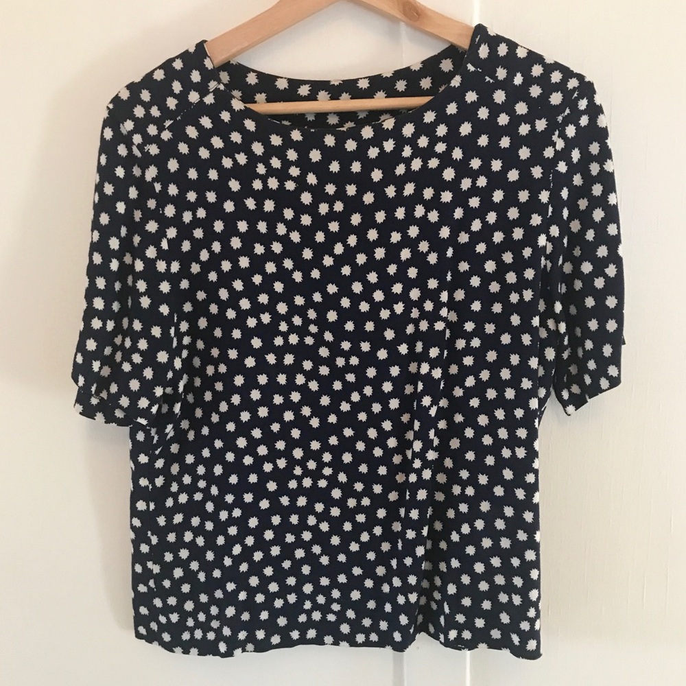 Vintage Navy Polka Dot Star Top ADORABLE